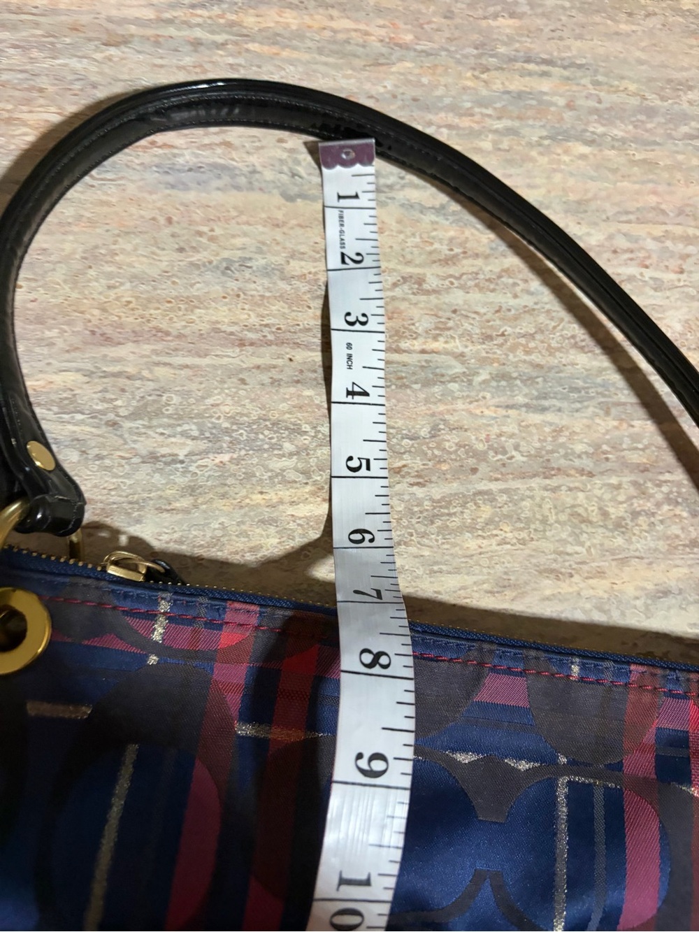 Coach Plaid Tartan G1282-21622 Blue & Pink Plaid Bag with 2 Fobs & Black Trim - Picture 14 of 16
